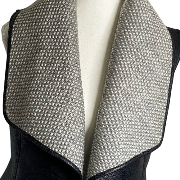 RW& Co. Dk.Brown Faux Leather Wool Blend Textured Career Office Vest- Sz-S - Picture 2 of 15